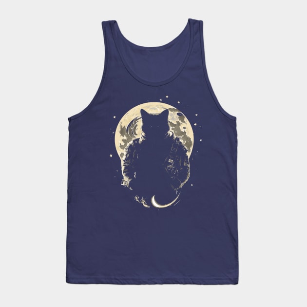 Cat Astronaut - Moonlight Tank Top by HideTheInsanity